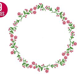 flower border, floral wreath machine embroidery design, digital download, instant download