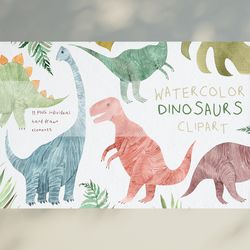 Watercolor Dinosaur Clipart / Dinosaur Party / Dino Clipart / Dinosaur Illustration PNG / Watercolor Dinosaur Painting