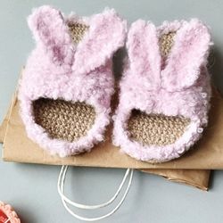 Bunny slippers adult - Straw sandals Rabbit Open toe shoes