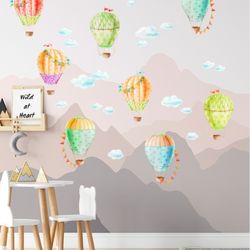 Hot Air Balloons Wall Sticker, Air Balloons Wall Decal for Nurseries and Kids Rooms