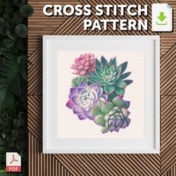 cross stitch pattern - succulents - arrangement