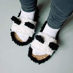Teddy Bear slippers - Panda slides Hemp shoes Rope sandals organic