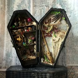 Miniature coffin, BookShelf Box, 1:12, Miniature interior, Diorama, Creepy decor, Pharmacy cabinet, OOAK, Halloween