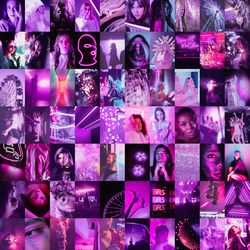 90 pcs euphoria aesthetic wall collage kit digital download | printable purple collage kit |  photo wall collage set 4x6