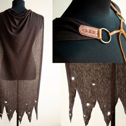 Brown Wanderer  Cloak for LARP costume or fantasy cosplay. DND dress.  Wanderer cape.