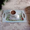 Coffee tray, Small serving tray, Unusual wooden tray, Coffee Cup tray, Rustic tray, Christmas gift, poppies tray (7).JPG