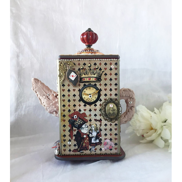 Ready to Ship, Alice in wonderland, Wooden tea box, personalized Alice tea house, tea house, Mad Hatters Tea Party, kitchen decor (5).jpeg