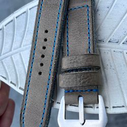 Ready strap Grey vintage strap with blue stitching