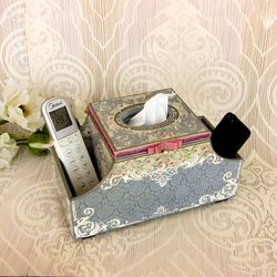 Kitchen organizer, Brush holder, Cosmetics holder,napkin holder,Tissue box cover, box vintage