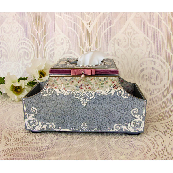 Tissue box cover, Brush holder, cosmetics holder, box vintage, beauty box, Desk organizer, napkin holder (3).jpg