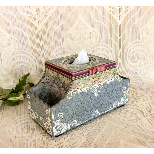 Tissue box cover, Brush holder, cosmetics holder, box vintage, beauty box, Desk organizer, napkin holder (4).jpg