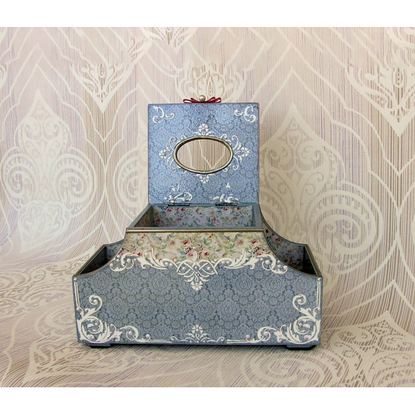 Tissue box cover, Brush holder, cosmetics holder, box vintage, beauty box, Desk organizer, napkin holder (8).jpg