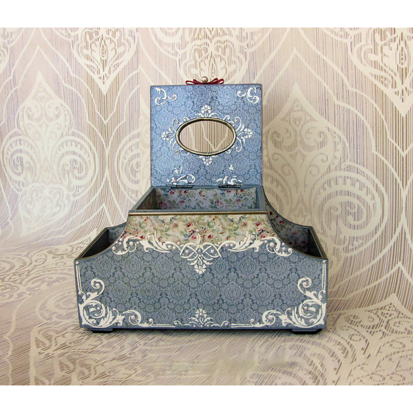 Tissue box cover, Brush holder, cosmetics holder, box vintage, beauty box, Desk organizer, napkin holder (9).jpg