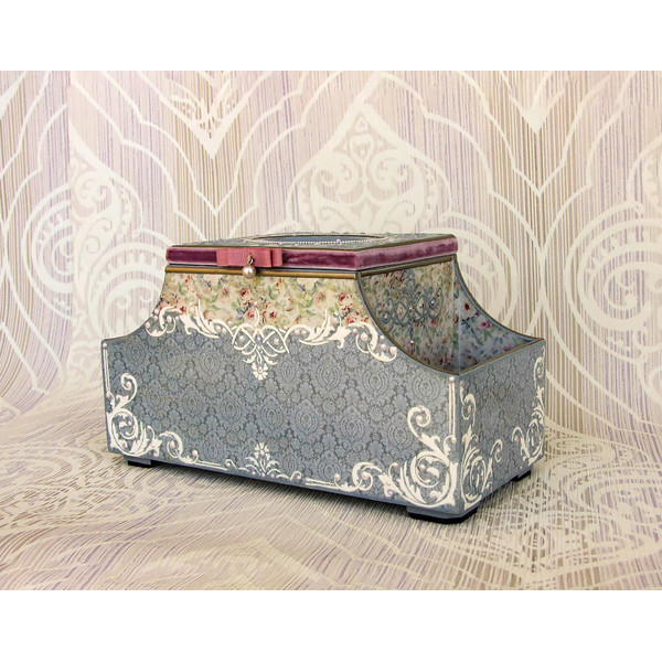 Tissue box cover, Brush holder, cosmetics holder, box vintage, beauty box, Desk organizer, napkin holder (11).jpg