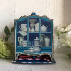 Turquoise tea house, Wooden tea box, Tea Party, kitchen decor, housewarming gif