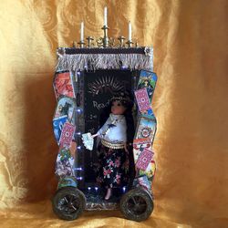 Showcase for dolls, Roombox for dolls, Tarot cards.Fortune Teller's shop. Fortune telling salon. Miniature.Shadowbox