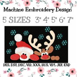 Santa and deer embroidery design