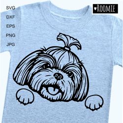cute shih tzu shirt design svg for cricut, peeking dog, shih tzu clipart, car decal clipart vector cut file vinyl /141