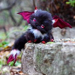 ON ORDER Fantasy kitten Malayka fur doll, fur sculpture, fantasy creature toy, dragonborn, creation doll, animal doll