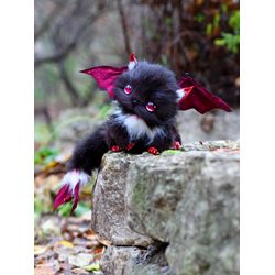Fantasy kitten Malayka fur doll, fur sculpture, fantasy creature toy, dragonborn, creation doll, animal doll, fantasy