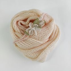Set wrap and tieback for newborn photography, photoshoot, props for girl baby newborn, flower headband and wrap