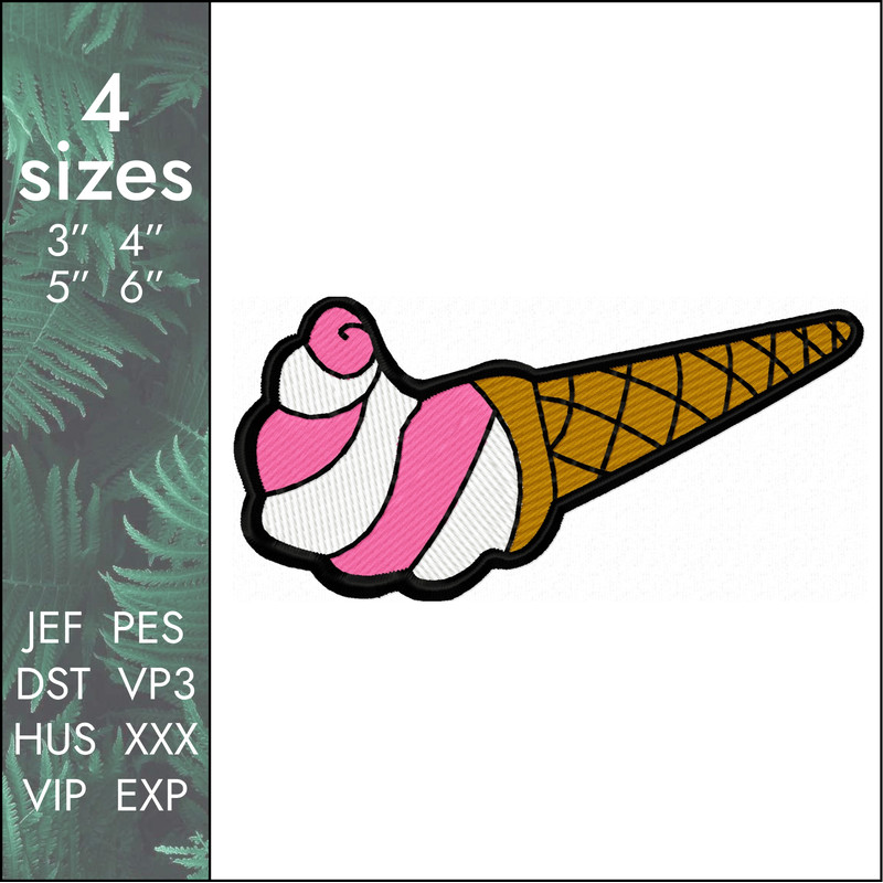 nike ice cream swoosh logo machine embroidery design