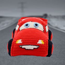 Red car plushie, car pillow, boy stuffed toy nursery room kids pillow, baby shower gift for boy, first toy, ecofrendly