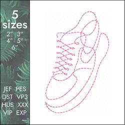 nike sneakers embroidery design, one line custom shoes file, 5 sizes, instant download