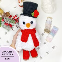 Crochet plush snowman pattern. Amigurumi snowman pattern PDF