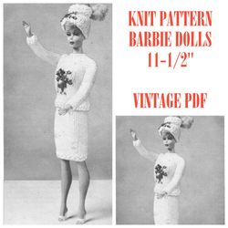 Digital | Vintage Barbie Knitting Pattern | Knitting Patterns for Dolls 11-1/2" | ENGLISH PDF TEMPLATE