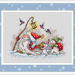 Santa Claus 1 Cross Stitch Pattern Christmas Cross Stitch Pattern Rabbit Cross Stitch Pattern Christmas Gift