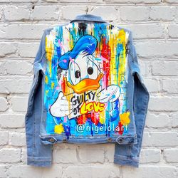 Donald Duck Walt Disney Mickey Mouse Painted Denim Jacket Custom denim jacket Personalized jean jackets