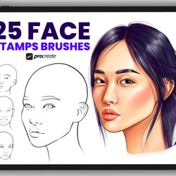 Procreate Stamp Brushes - Female Asian Face