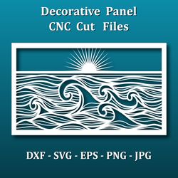 Wall Art Sea View Panel, Laser cut files. CNC cut, engraving, interior decor element. Svg, dxf, eps vector files