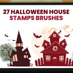 Procreate brushes Halloween | Halloween house | Pumpkins | Jack-o-Lantern | cover Halloween | bundle pack Halloween