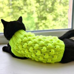 Cat Sweater "Acid Colors", Hand Knitted Handmade Bubble Pop It Jumper for Small Dog or Sphynx cat, Acrylic Pet Clothes
