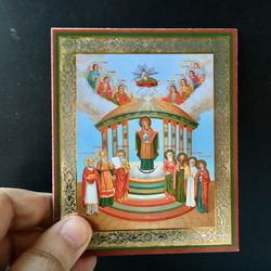 Icon of Hagia Sophia the Divine Wisdom | Gold  foiled lithography | Icon Reproduction | Size: 5 1/4"x4 1/2"