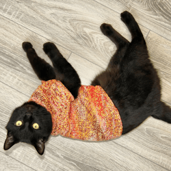 Cat Sweater Tropical, Hand Knitted Handmade Cotton Orange Jumper for Small Dog or Sphynx cat, Multicolor Pet Clothes