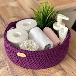 large towel toilet paper cosmetic basket holder box, bathroom storage big basket organizer with handles, home storage