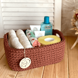 Large towel toilet paper cosmetic basket holder box, Bathroom storage big basket organizer with handles, Home Storage