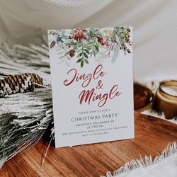 jingle and mingle invitation, christmas party invitation template, holiday party invitations, christmas invite template
