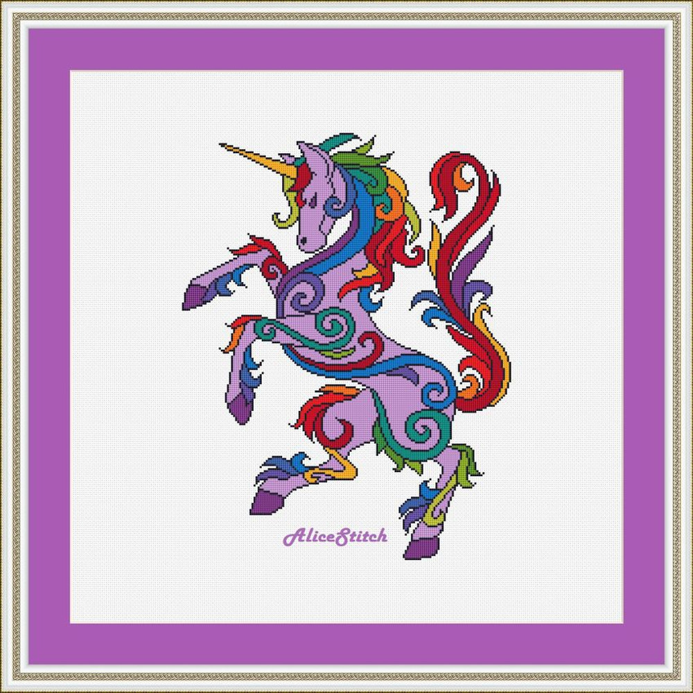 Unicorn Rainbow Cross stitch patern