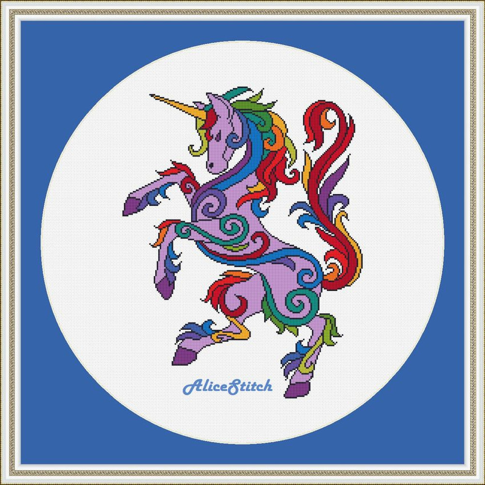 Unicorn Rainbow Cross stitch patern
