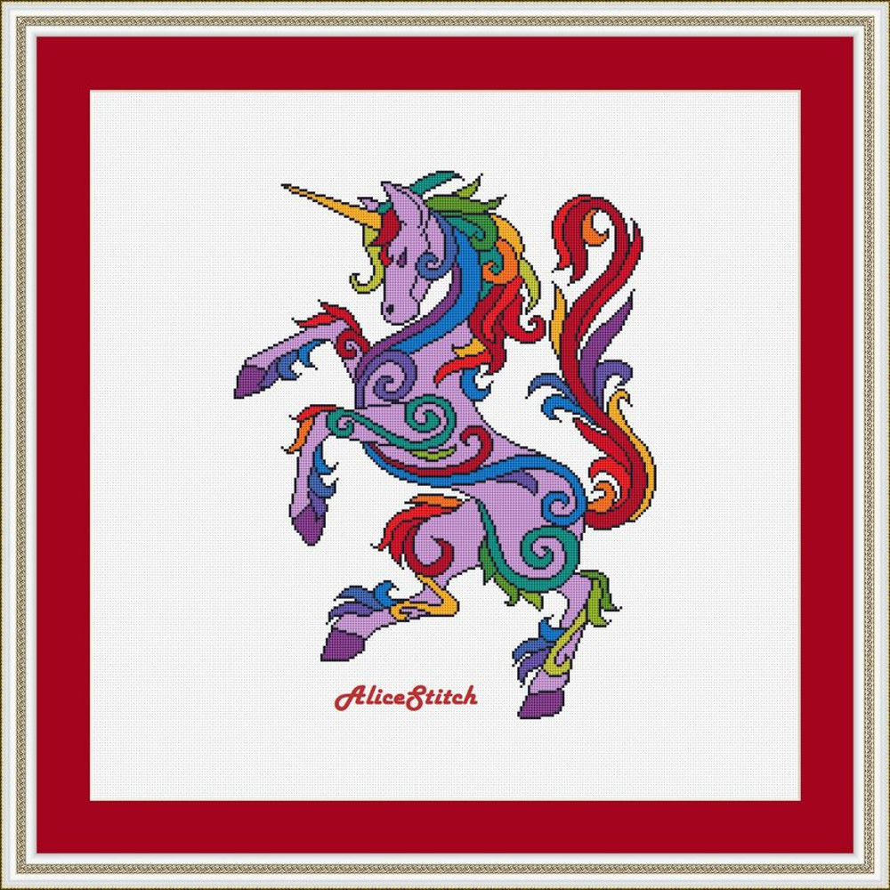 Unicorn Rainbow Cross stitch patern