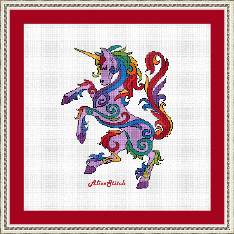 Unicorn Rainbow Cross stitch patern
