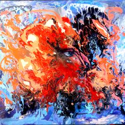 love girl man woman winter abstract oil painting art original canvas large 28/35 artist svinar oksana