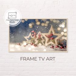 Samsung Frame TV Art | 4k Christmas Trees and Stars Bokeh Lights Art for Frame Tv | Digital Art Frame Tv | Holiday Decor