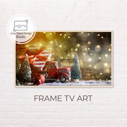 Samsung Frame TV Art | 4k Christmas Car Trees Gifts Bokeh Lights Snow Art for Frame Tv | Digital Art Frame Tv | Tv Decor