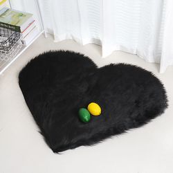 Heart Shaped Area Rug, Plush Faux-Fur Carpet For Living Room & Bedroom, Home Decor
