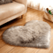 Heart Shaped Area Rug, Plush Faux-Fur Carpet For Living Room & Bedroom, Home Decor grey